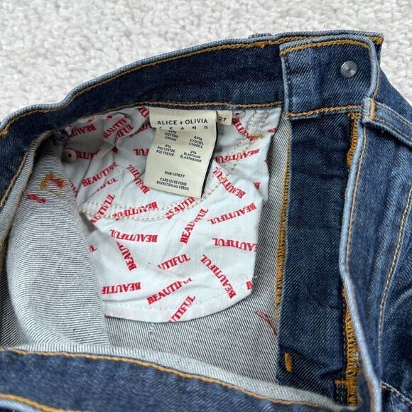 Alice + Oliva Beautiful High Rise Crop Bell Jean Born To Run Distress - Picture 9 of 13